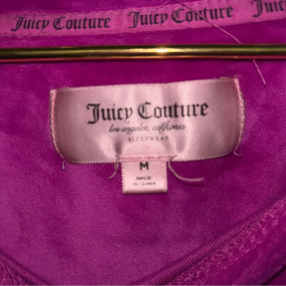 Juicy Couture Purple/Pink Velour Rhinestone Logo Pullover Size M P2P 22” - Picture 3 of 5